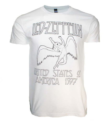 Led Zeppelin USA 77 White T-Shirt Apparel Rockline - RiverCity Rockstar Academy Music Store, Salem Keizer Oregon