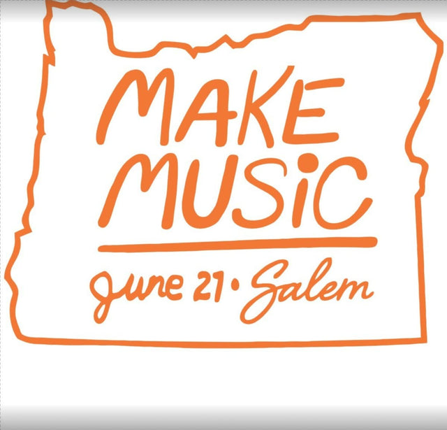 Make Music Day Salem Oregon Outline T-Shirt with Official Logo Apparel RiverCity Music Store - RiverCity Rockstar Academy Music Store, Salem Keizer Oregon
