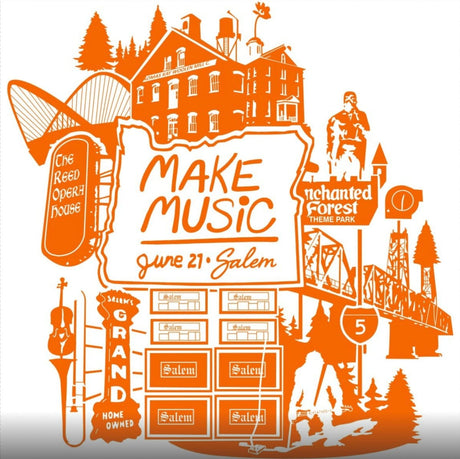 Make Music Day Salem Stacked Logo T-Shirt Apparel RiverCity Music Store - RiverCity Rockstar Academy Music Store, Salem Keizer Oregon
